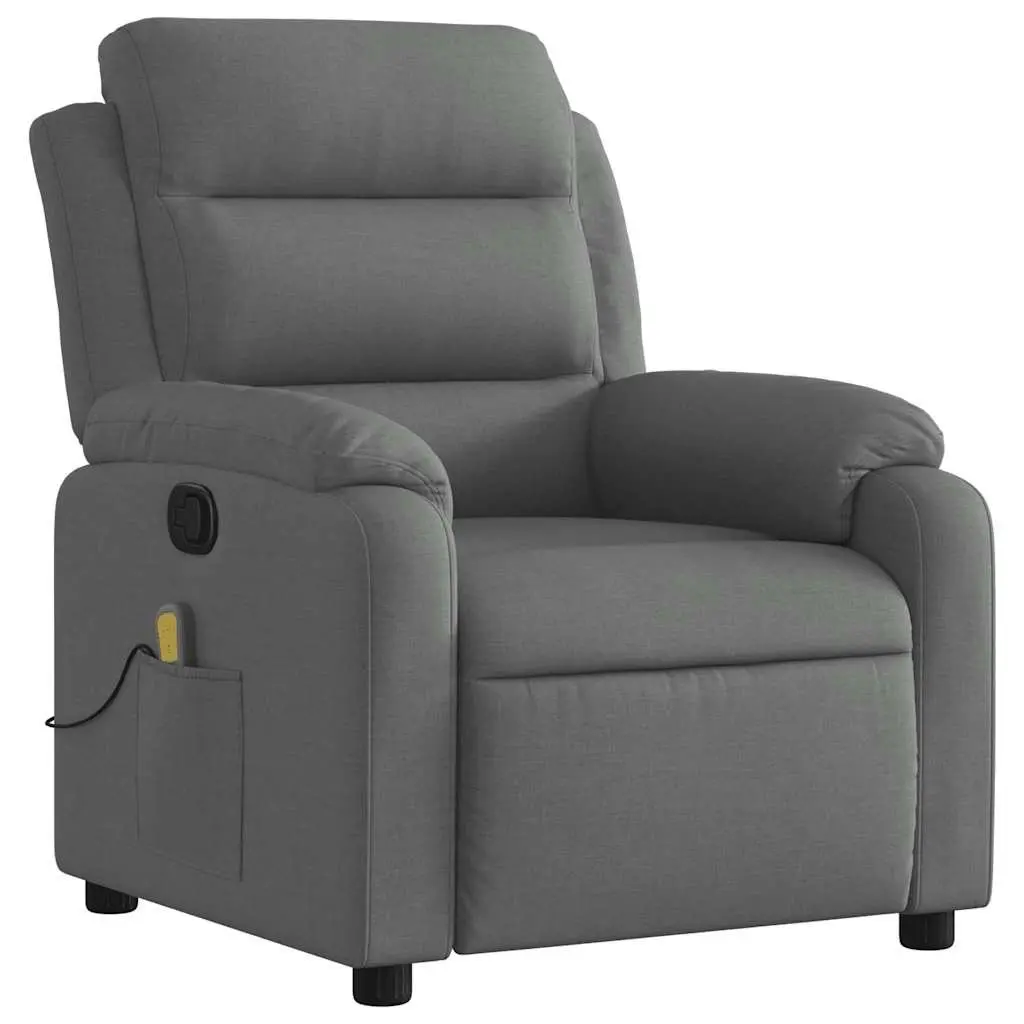 Massage Recliner Chair Manual Reclining 135 Degrees Dark Grey Fabric