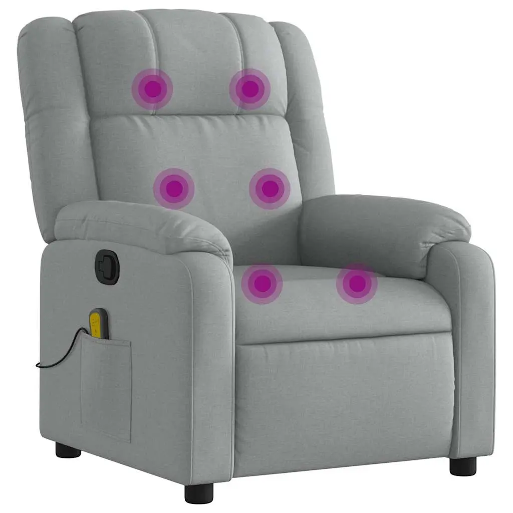 Massage Recliner Chair Manual Recline Light Grey Fabric Vibration