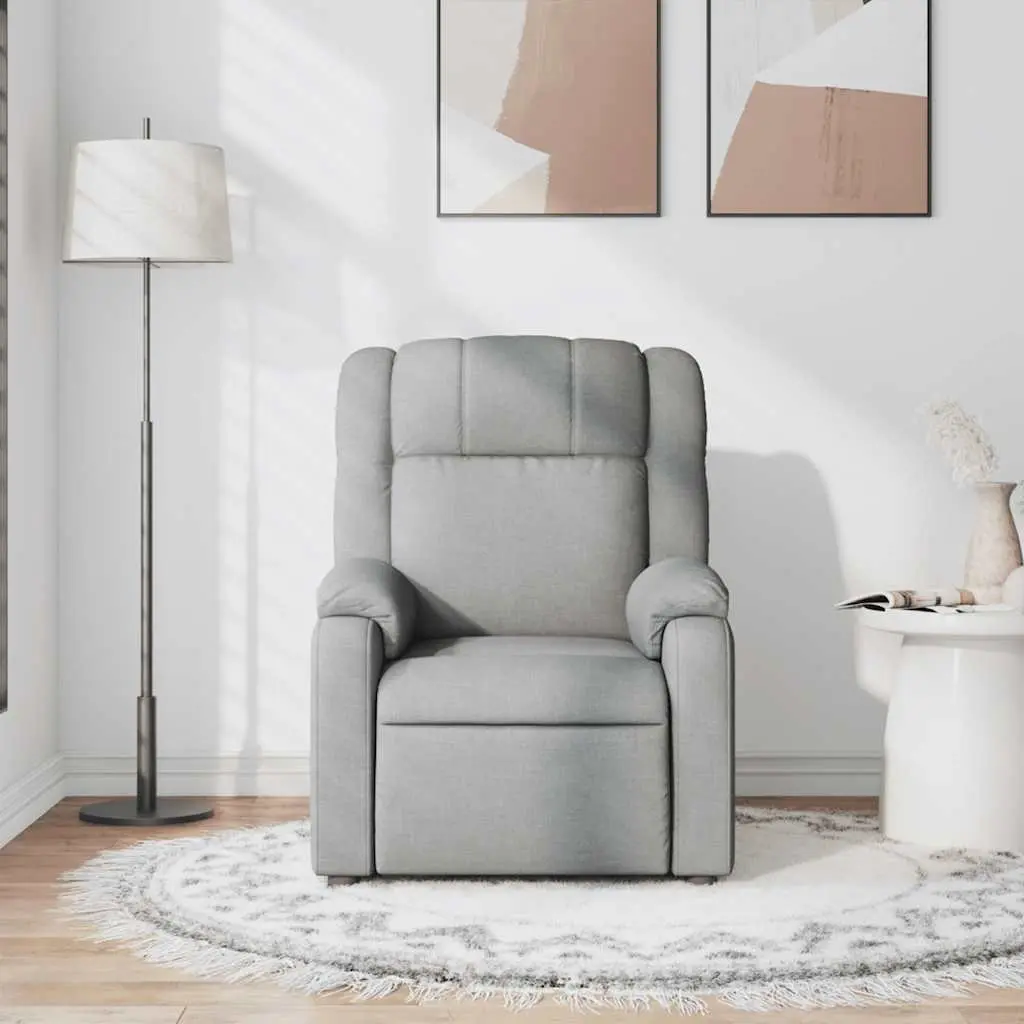 Massage Recliner Chair Manual Recline Light Grey Fabric Vibration