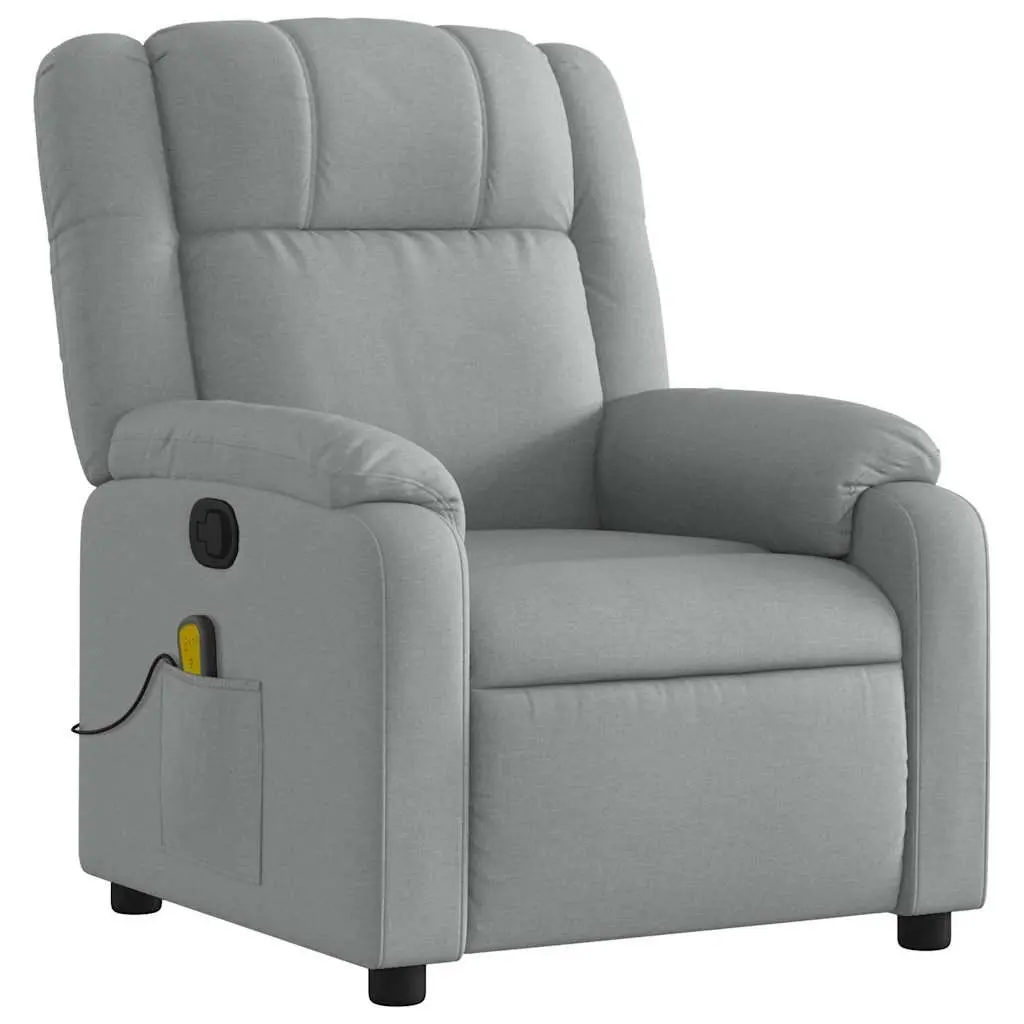 Massage Recliner Chair Manual Recline Light Grey Fabric Vibration