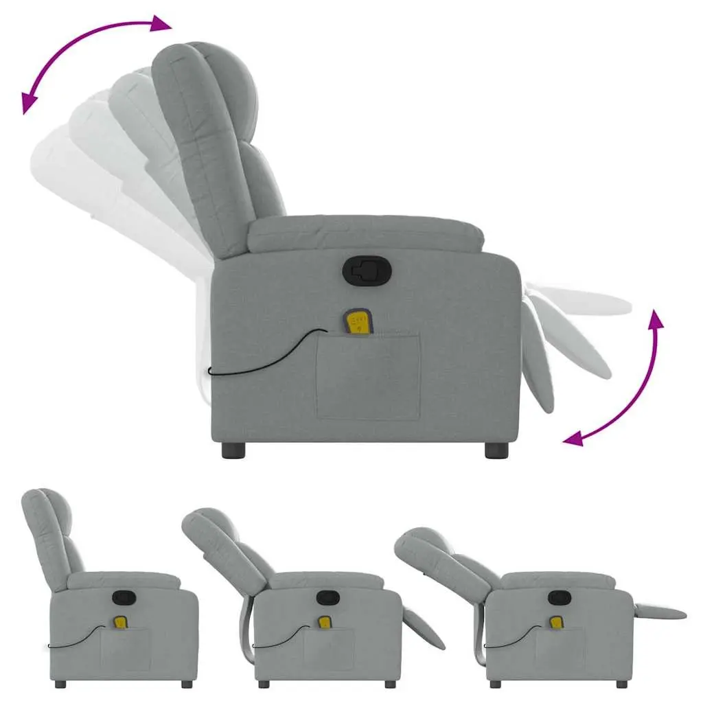 Massage Recliner Chair Manual Recline Light Grey Fabric Vibration