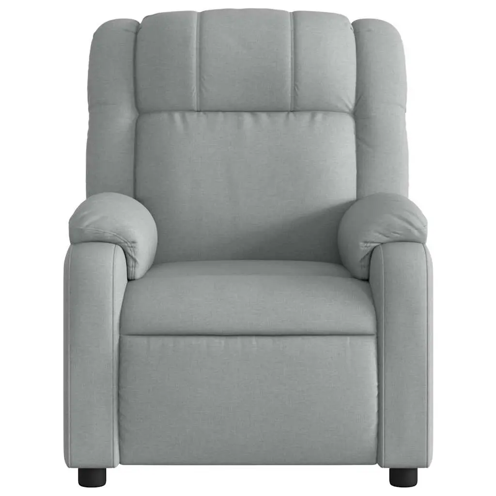 Massage Recliner Chair Manual Recline Light Grey Fabric Vibration