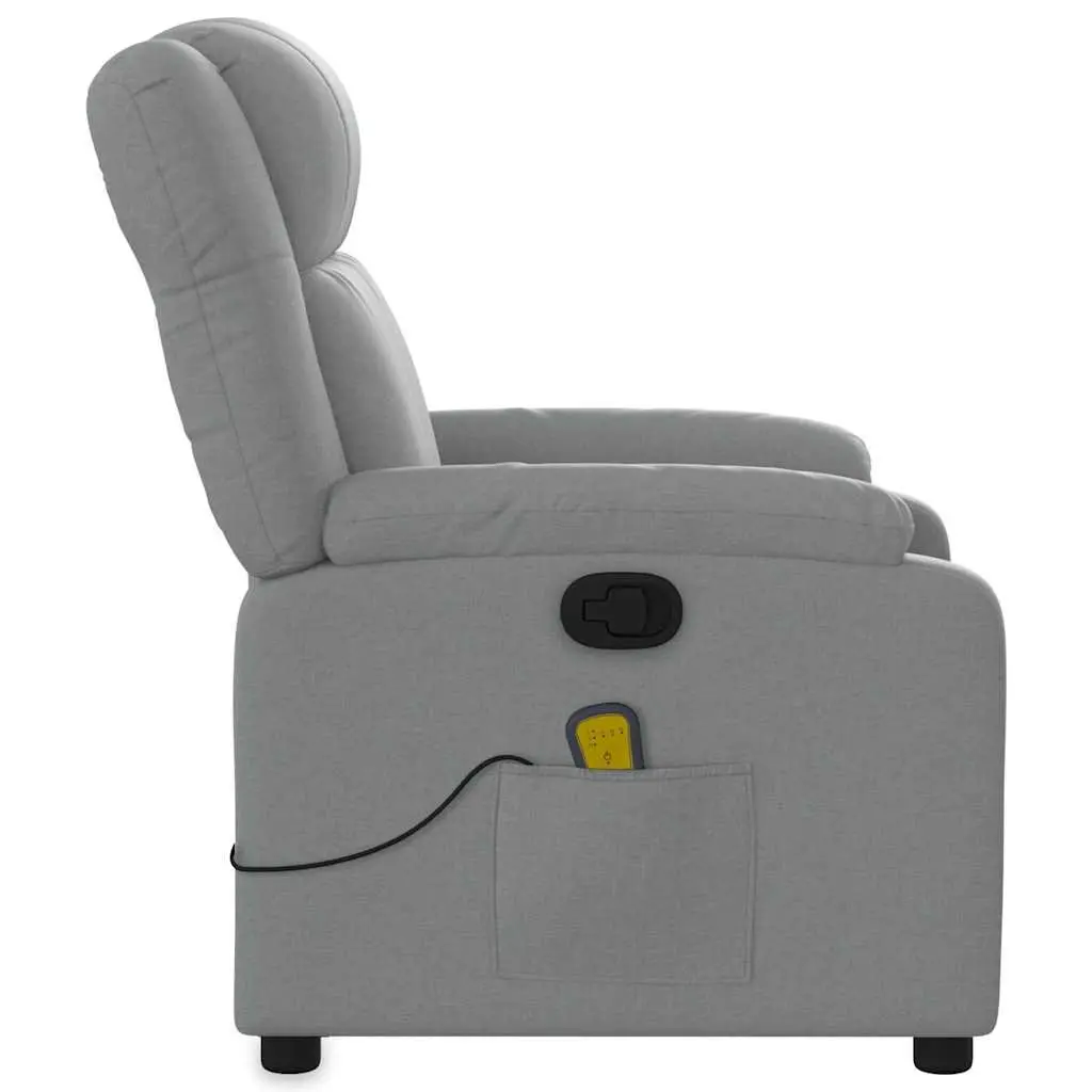 Massage Recliner Chair Manual Recline Light Grey Fabric Vibration