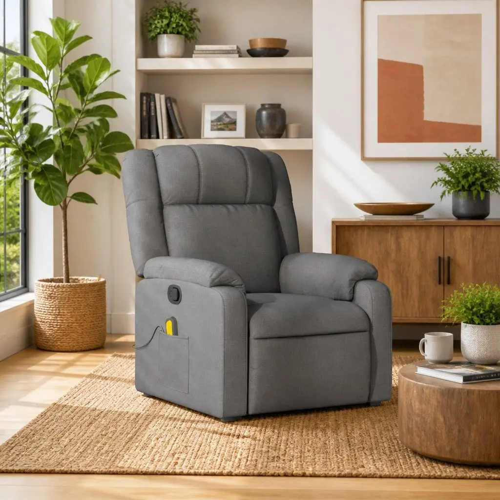 Dark Grey Fabric Massage Recliner Chair