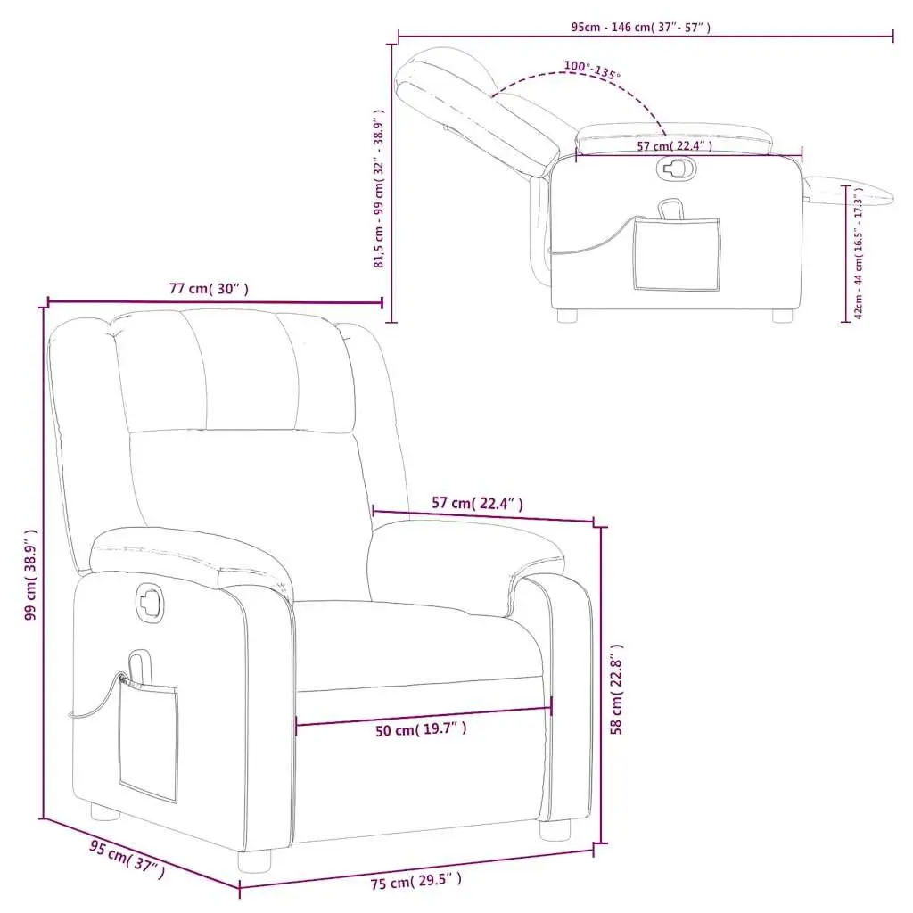 Dark Grey Fabric Massage Recliner Chair