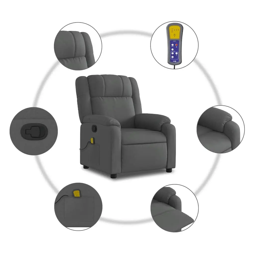Dark Grey Fabric Massage Recliner Chair