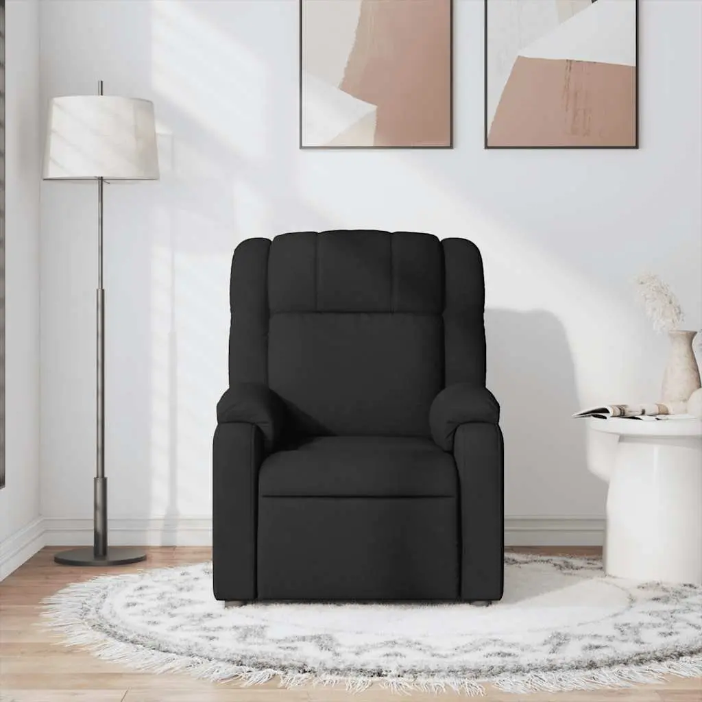 Massage Recliner Chair Vibration Black Fabric Manual Armchair