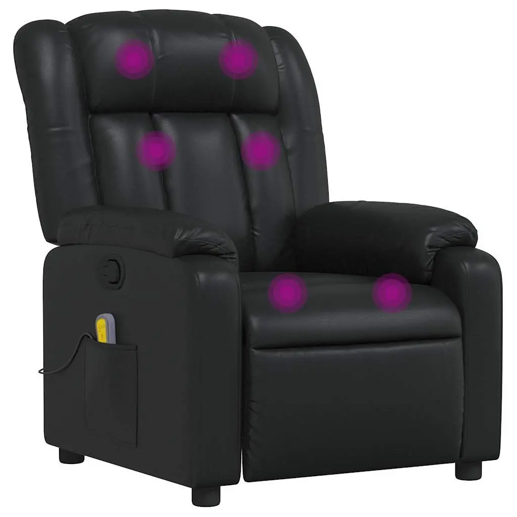 Massage Recliner Chair Manual Reclining Armchair 135 Degrees Black Faux Leather