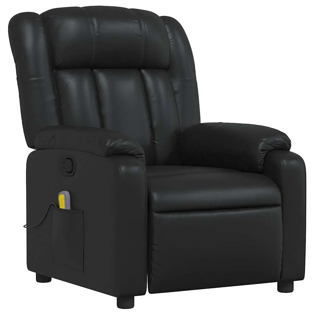 Massage Recliner Chair Manual Reclining Armchair 135 Degrees Black Faux Leather