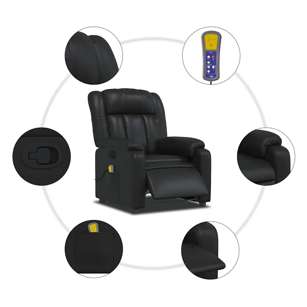 Massage Recliner Chair Manual Reclining Armchair 135 Degrees Black Faux Leather