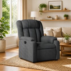 Comfortable Dark Grey Recliner Chair with Footrest
