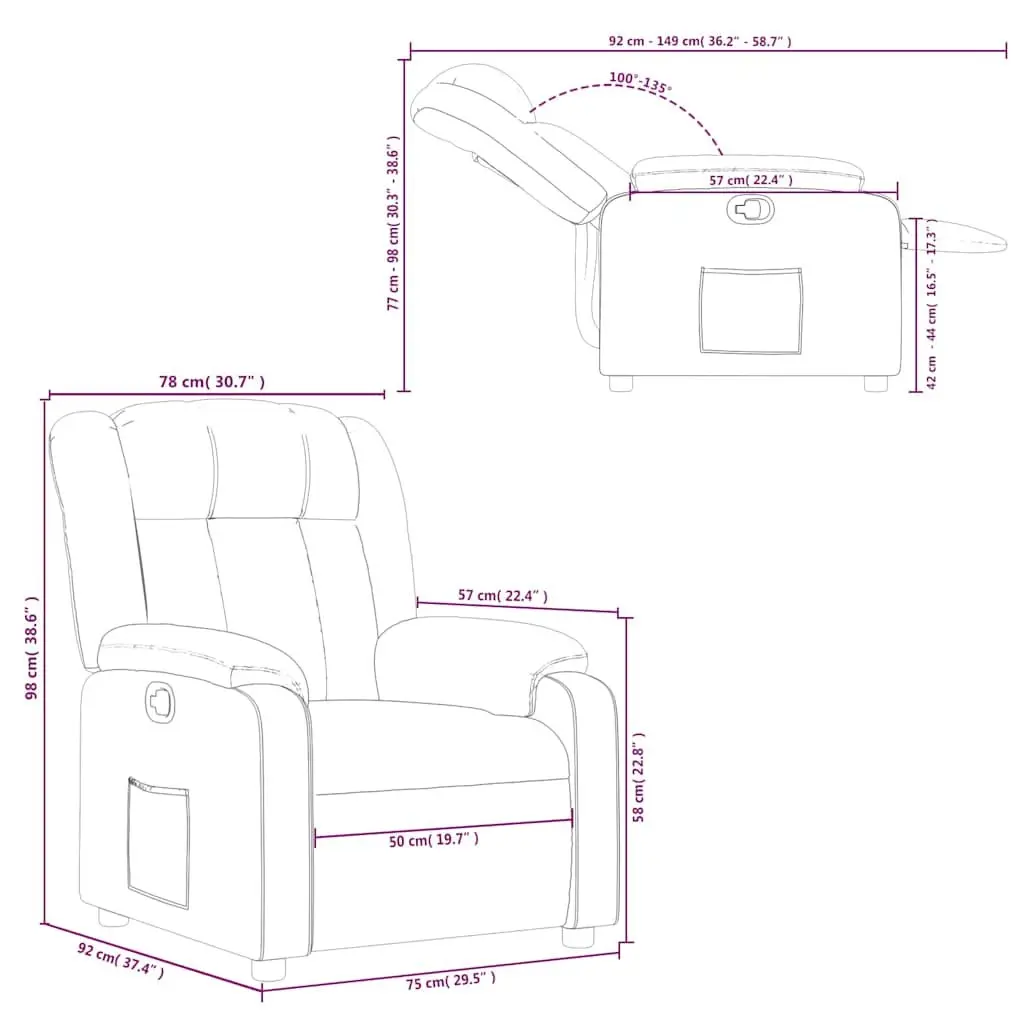 Dark Grey Recliner Chair with Footrest