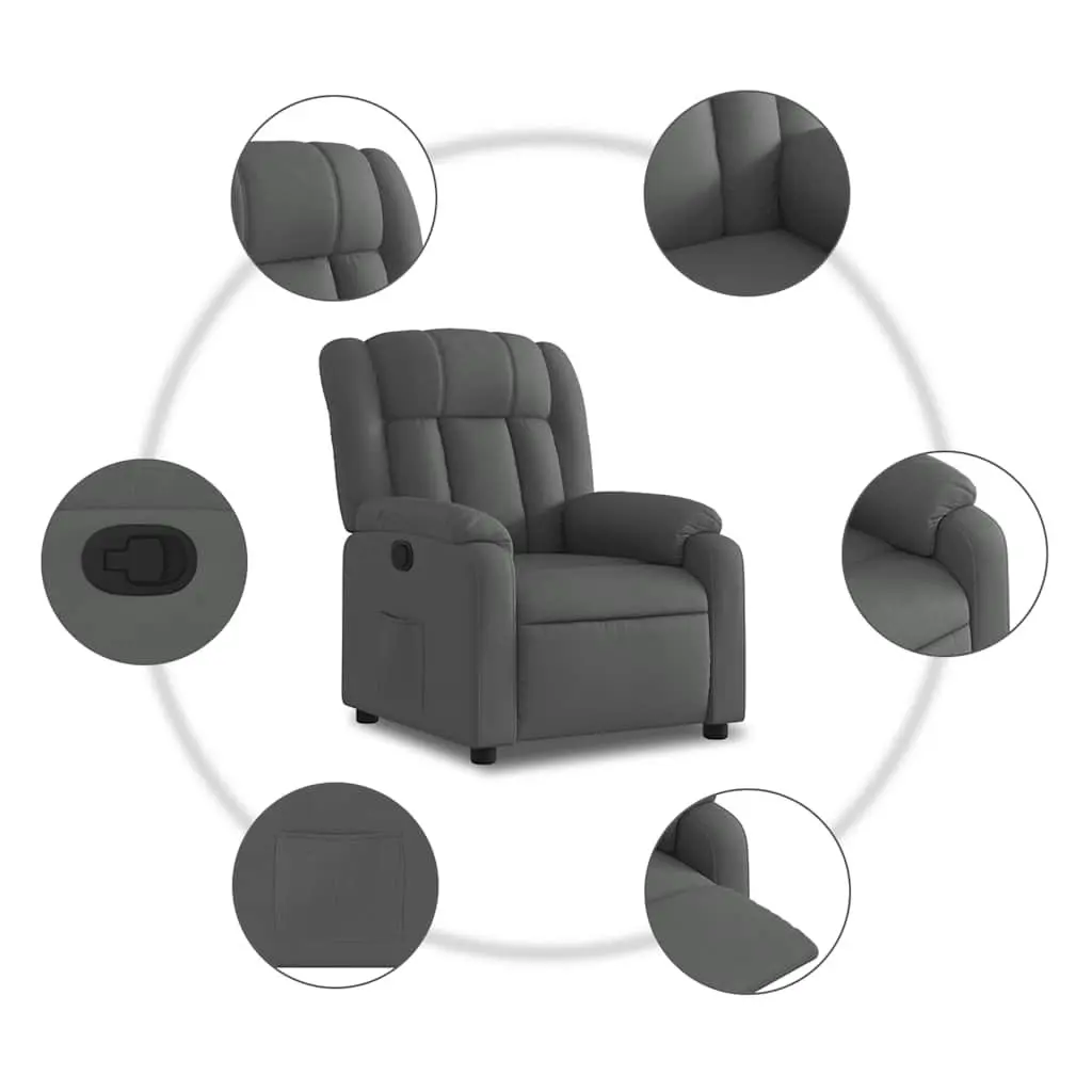 Dark Grey Recliner Chair with Footrest