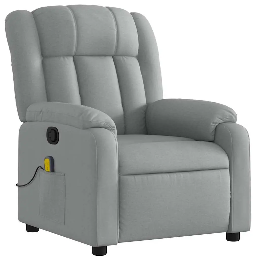Massage Recliner Chair Manual Recline Light Grey Fabric Armchair