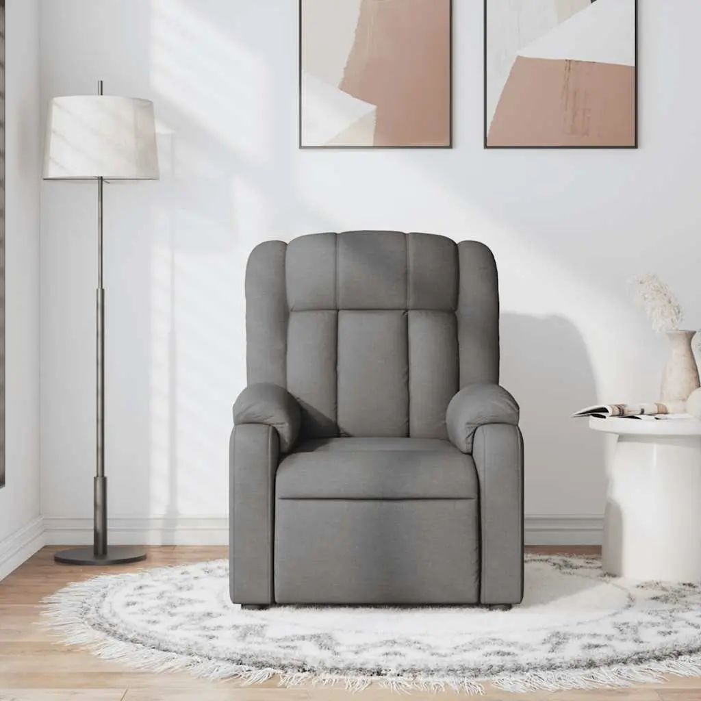 Massage Recliner Chair Manual Recline Armchair Vibration 6 Points Grey Fabric
