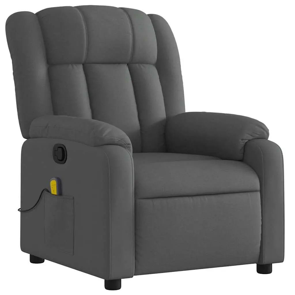 Massage Recliner Chair Manual Recline Armchair Vibration 6 Points Grey Fabric