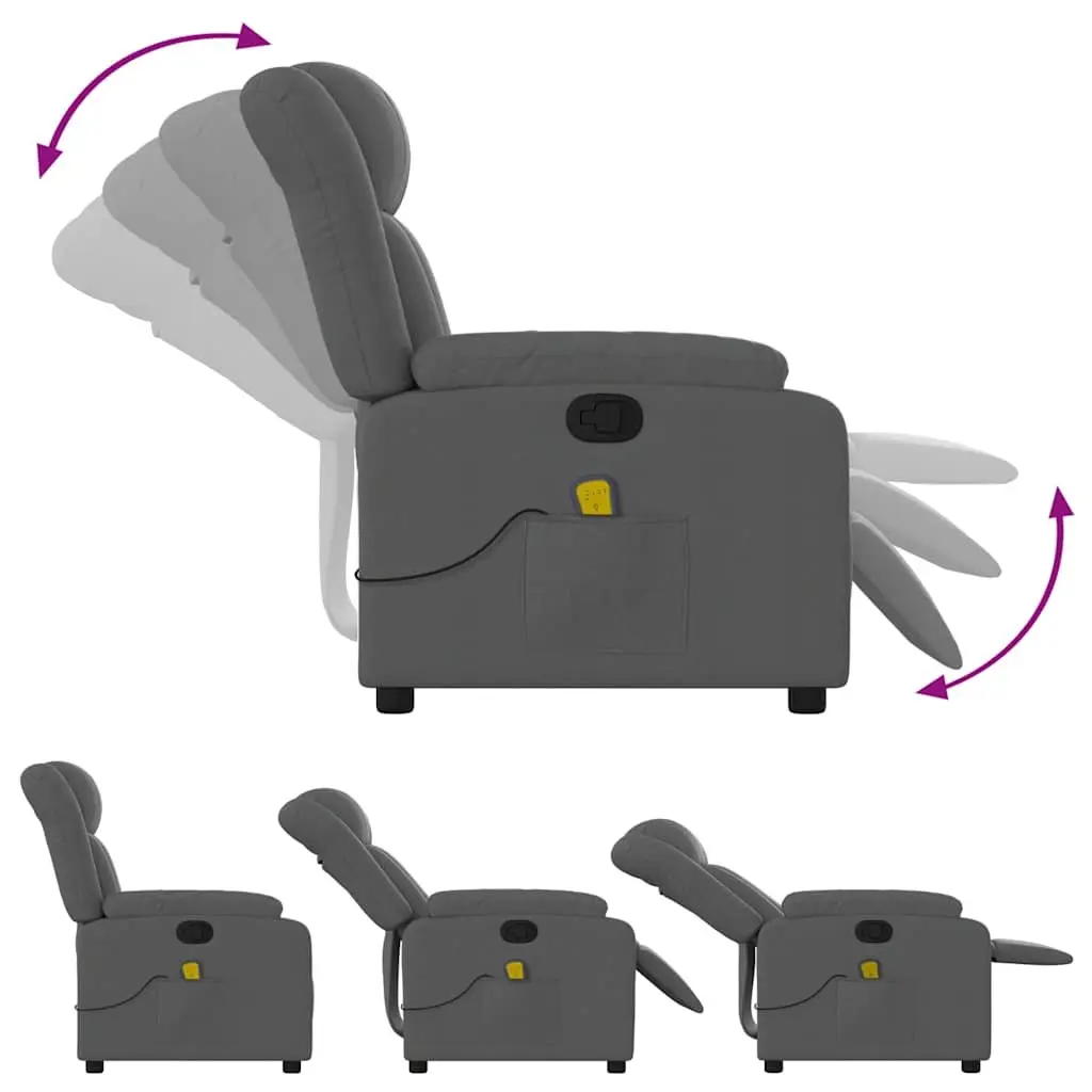 Massage Recliner Chair Manual Recline Armchair Vibration 6 Points Grey Fabric