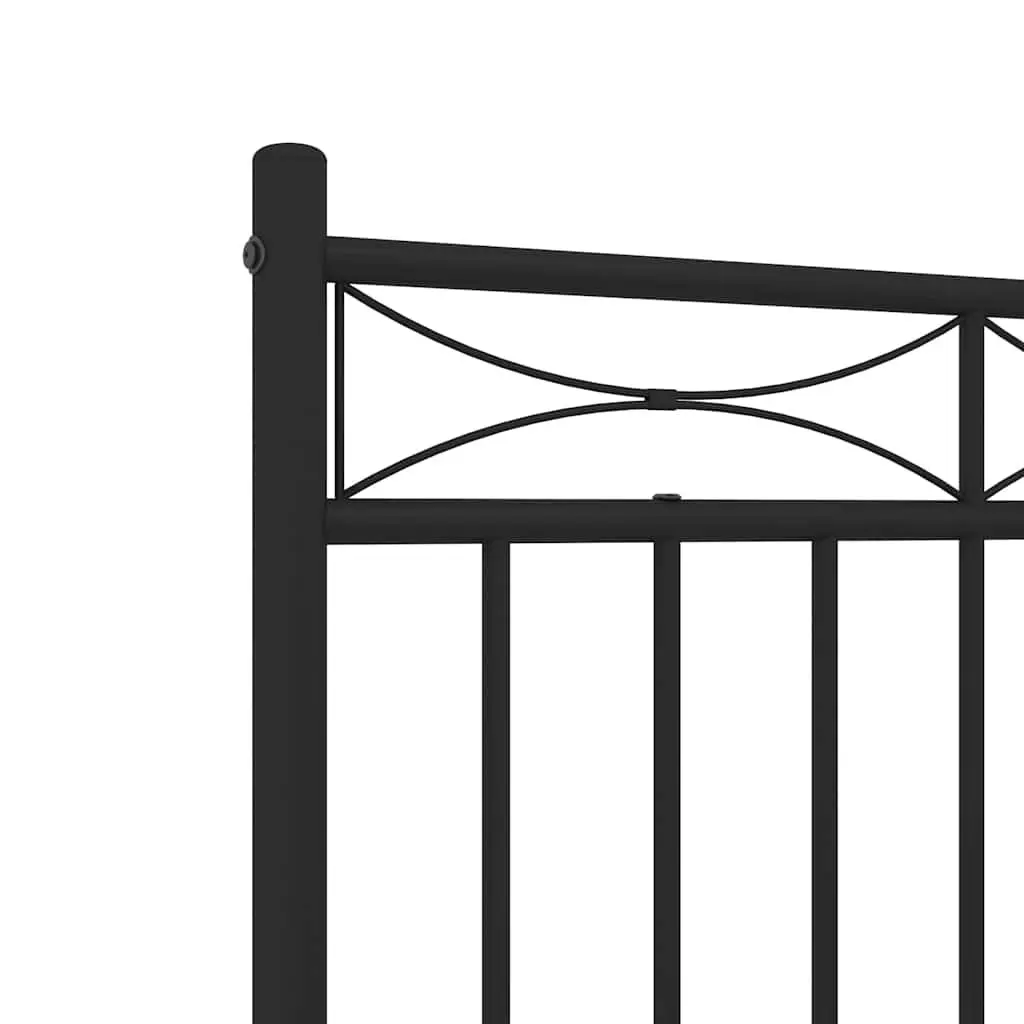 Metal Bed Frame 135x190 cm Black Footboard Bedroom Furniture Slats Legs