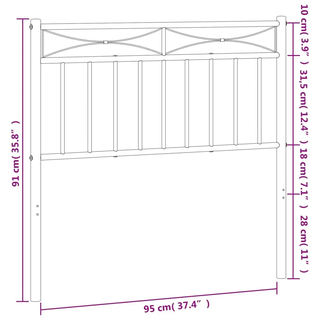90cm Black Metal Headboard for Lasting Use