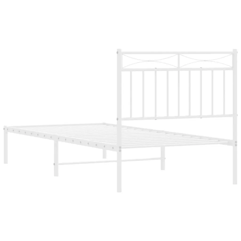 Metal Bed Frame with Headboard 90x190 cm White Steel