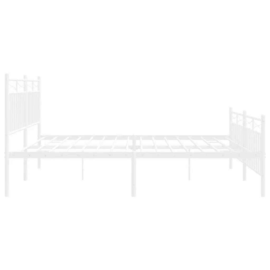 Metal Bed Frame King Size 183x203 cm White with Footboard