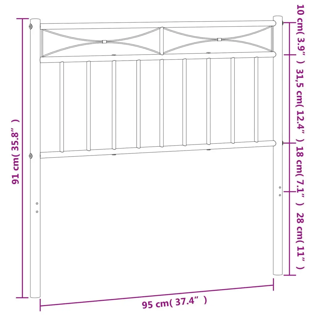 Metal Headboard 90cm Bed Header Replacement Support Black