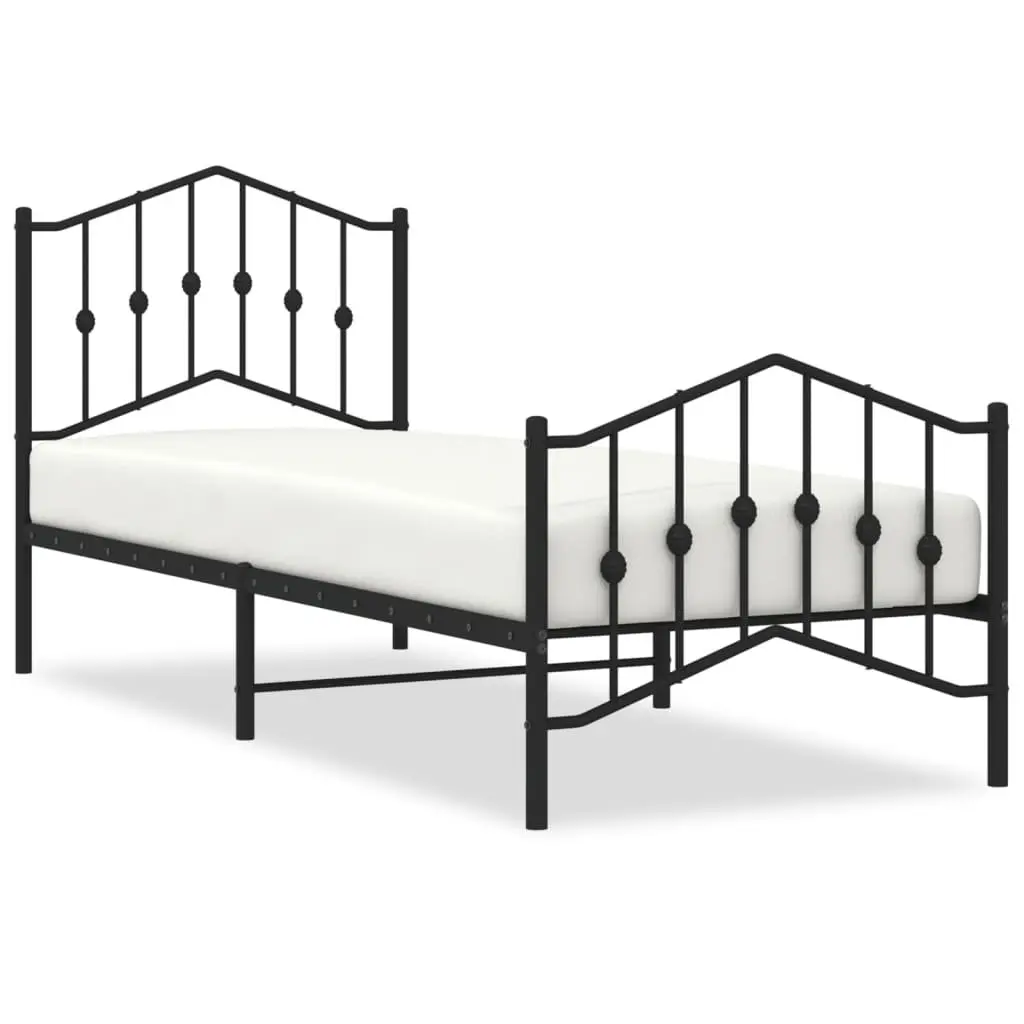 Metal Bed Frame 90x190 cm Bedroom Furniture Black