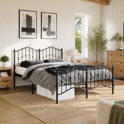 Durable Queen Metal Bed Frame with Comfort Features