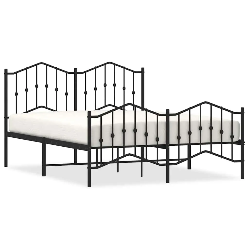 Metal Bed Frame Queen Size 150x200cm Bedroom Furniture Black