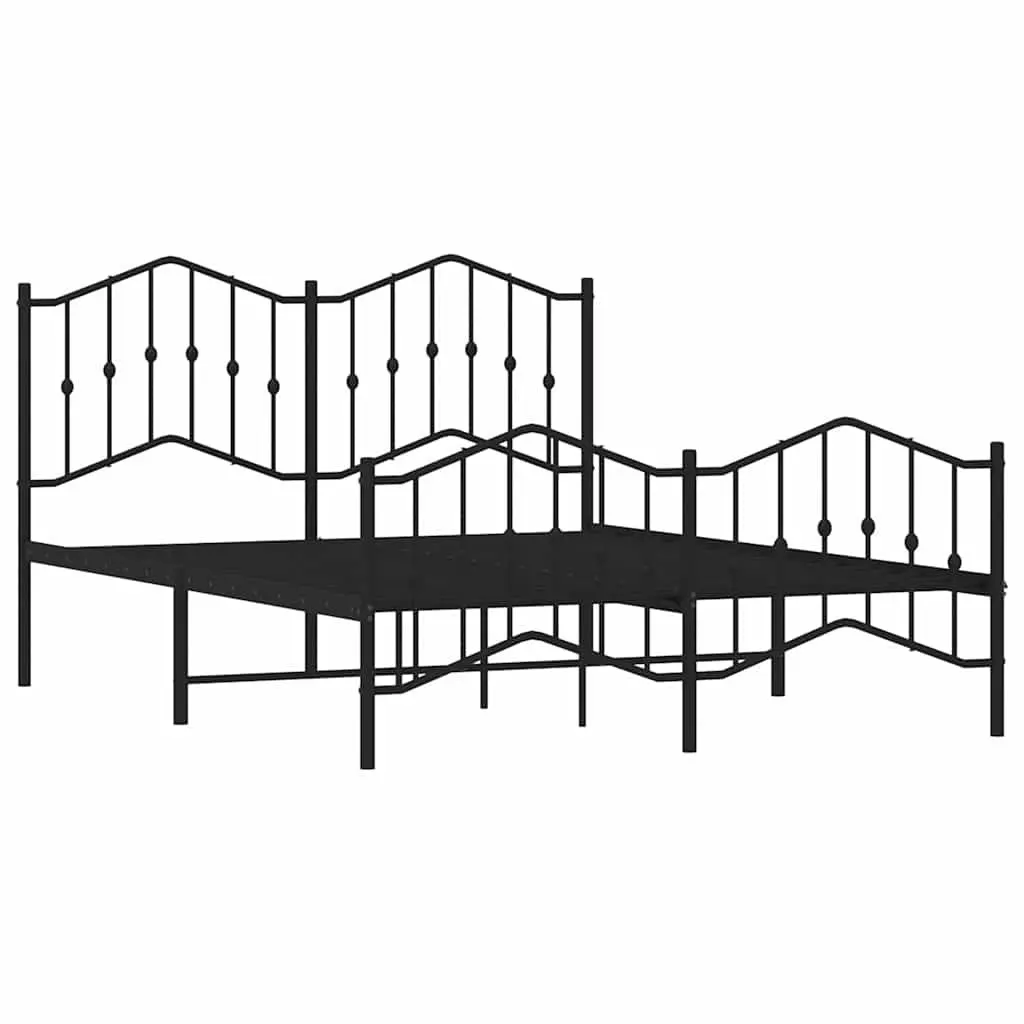 Metal Bed Frame Queen Size 150x200cm Bedroom Furniture Black