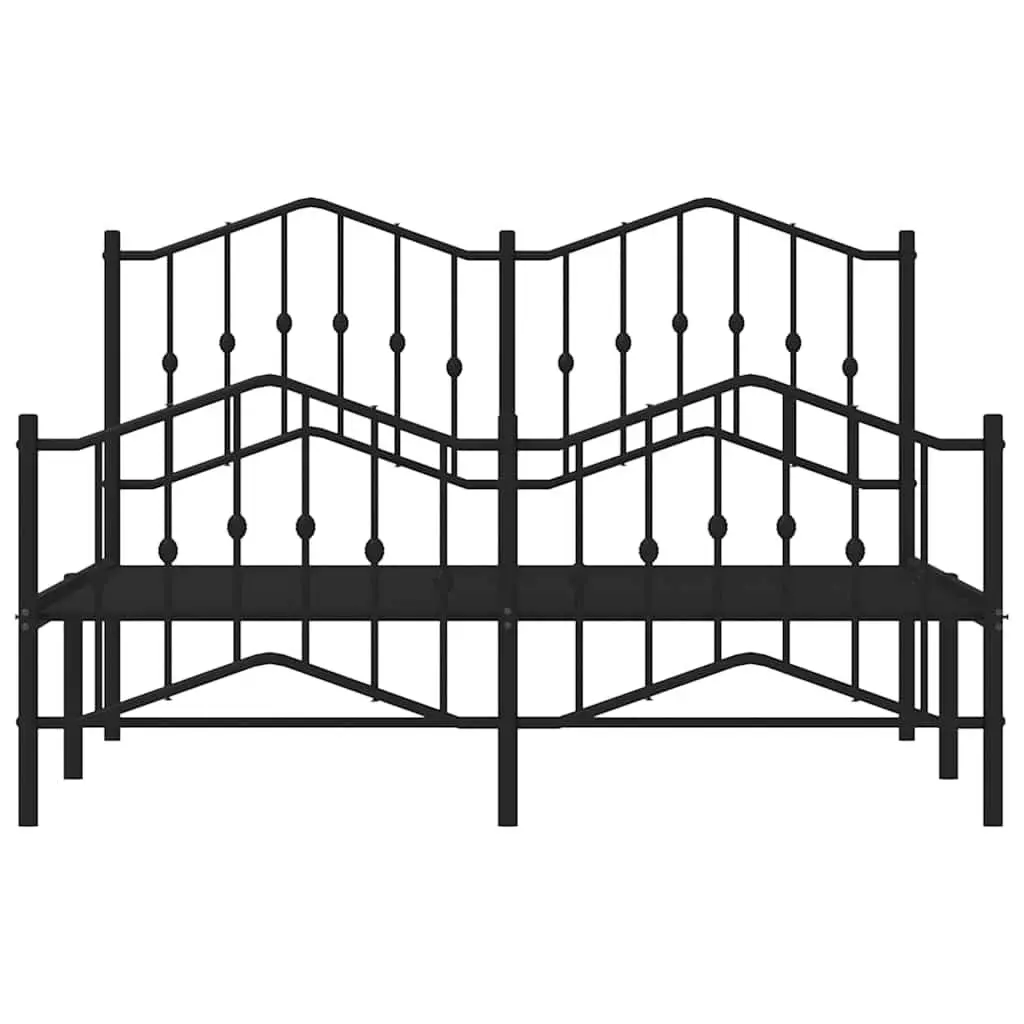 Metal Bed Frame Queen Size 150x200cm Bedroom Furniture Black