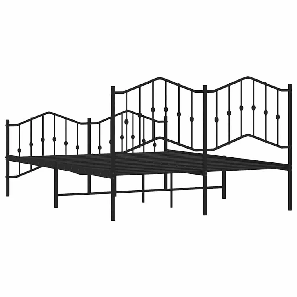 Metal Bed Frame Queen Size 150x200cm Bedroom Furniture Black