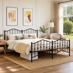 Dependable King Metal Bed Frame 183x203 cm with Storage Space