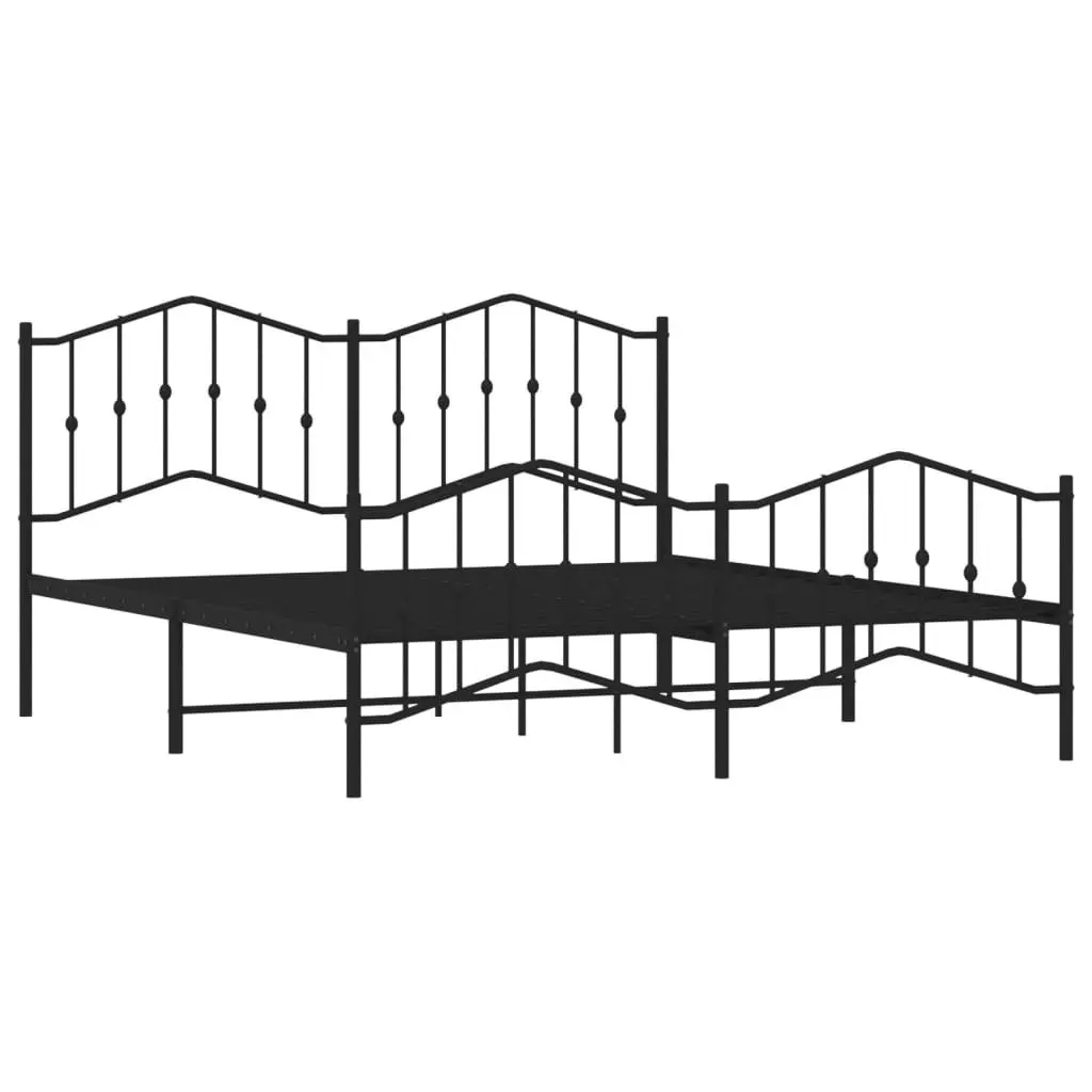 Metal Bed Frame King 183x203 cm with Footboard Headboard Black Bedroom Furniture