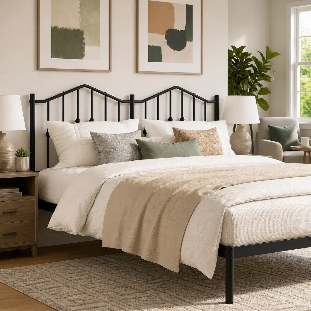 Black Metal Headboard for Lasting Use