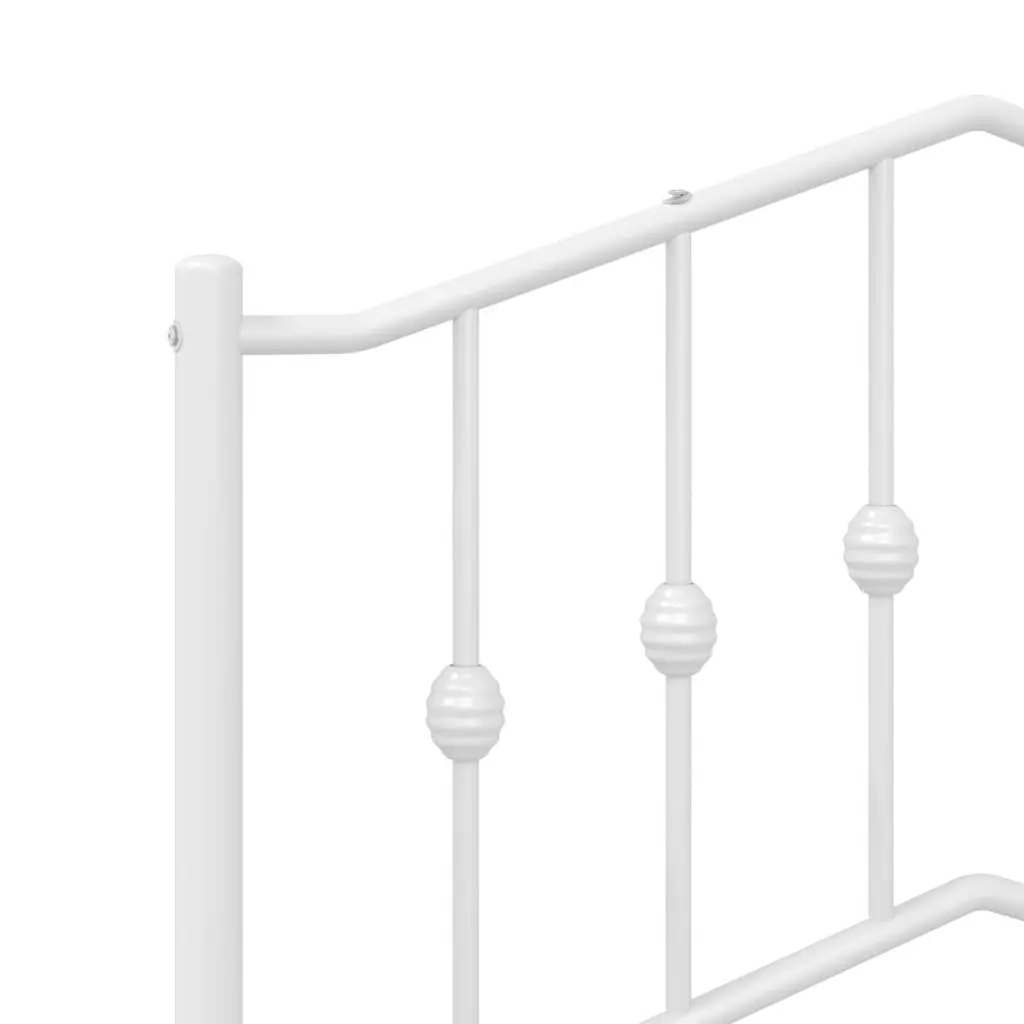 Metal Bed Frame Headboard Slatted Base 90x190 cm White