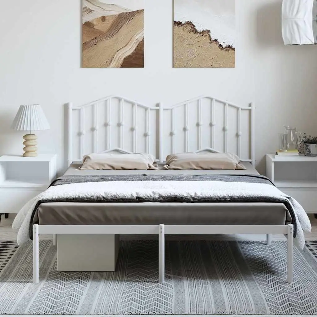 White Metal Bed Frame with Storage Space