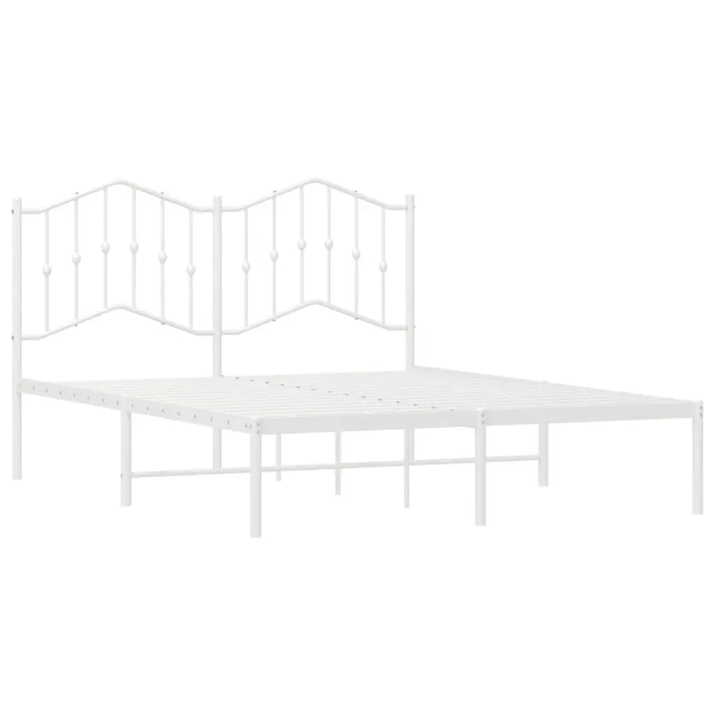 White Metal Bed Frame with Storage Space