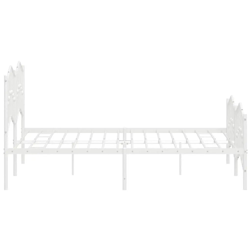 Metal Bed Frame White 135x190 cm with Footboard Headboard Storage Space
