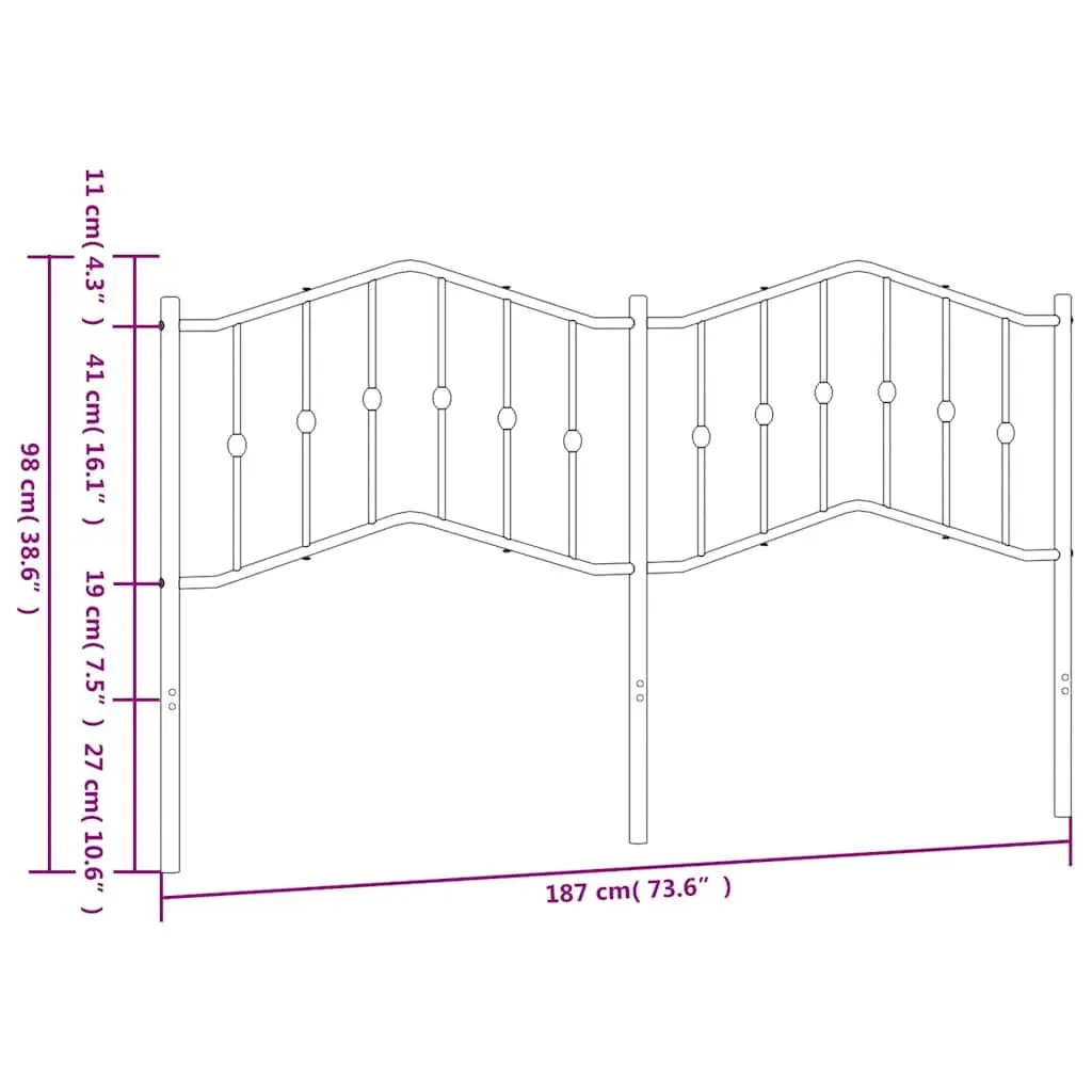 Metal Headboard Bed Head 180cm Black