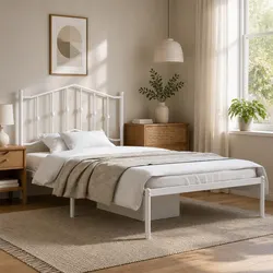 Comfortable and Durable 135x190cm Black Metal Bed Frame