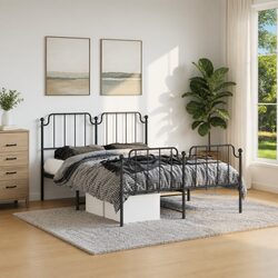 Reliable Black Metal Bed Frame with Classic Aesthetics