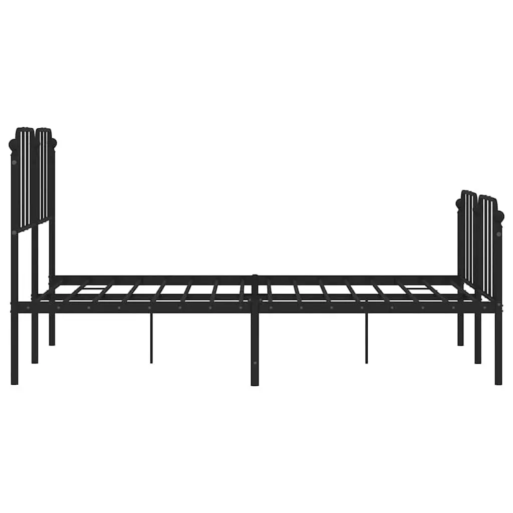 Black Metal Bed Frame with Headboard Footboard 150x200 cm for Bedroom