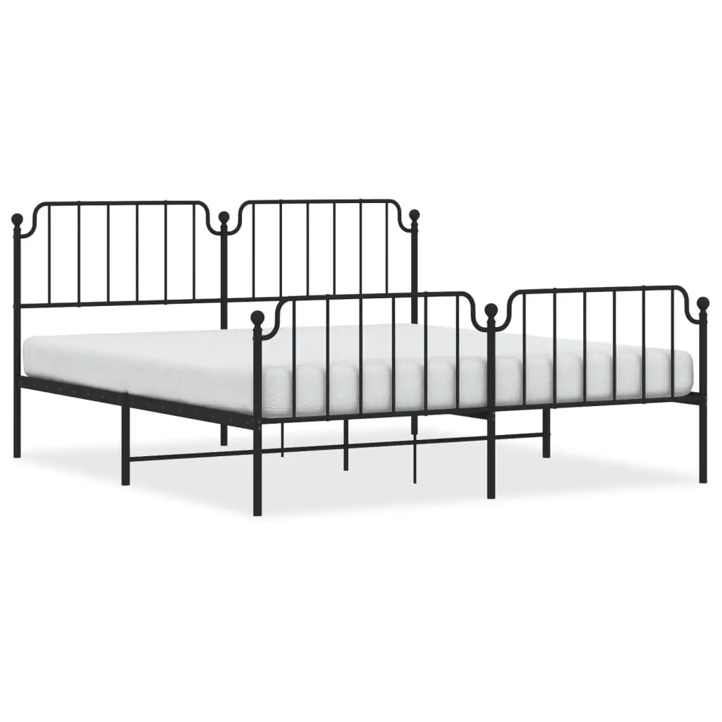 Metal Bed Frame King 183x203 cm Footboard Headboard Black