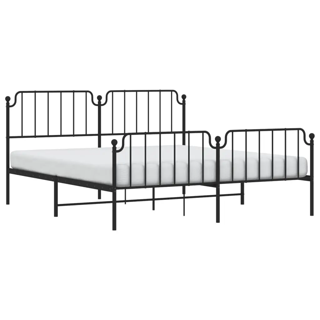 Metal Bed Frame King 183x203 cm Footboard Headboard Black