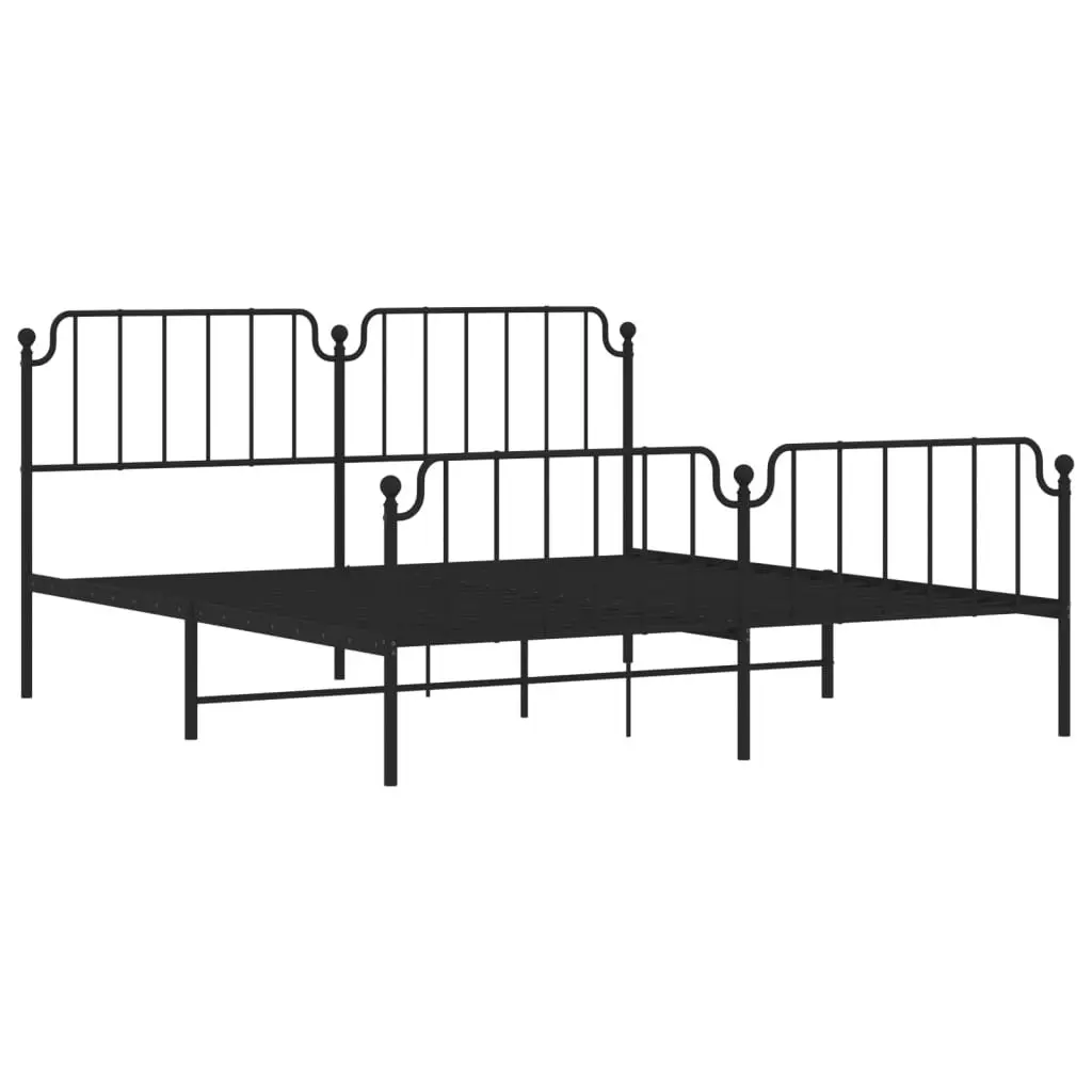 Metal Bed Frame King 183x203 cm Footboard Headboard Black