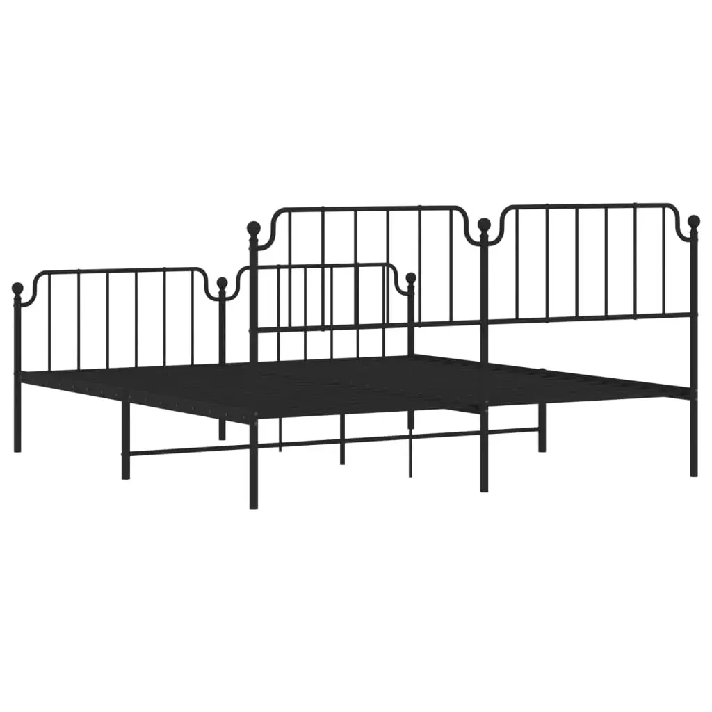 Metal Bed Frame King 183x203 cm Footboard Headboard Black