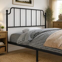 Reliable Black Metal Headboard with Strong Design