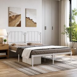 Reliable Metal Bed Frame with Headboard and Storage 150x200 cm