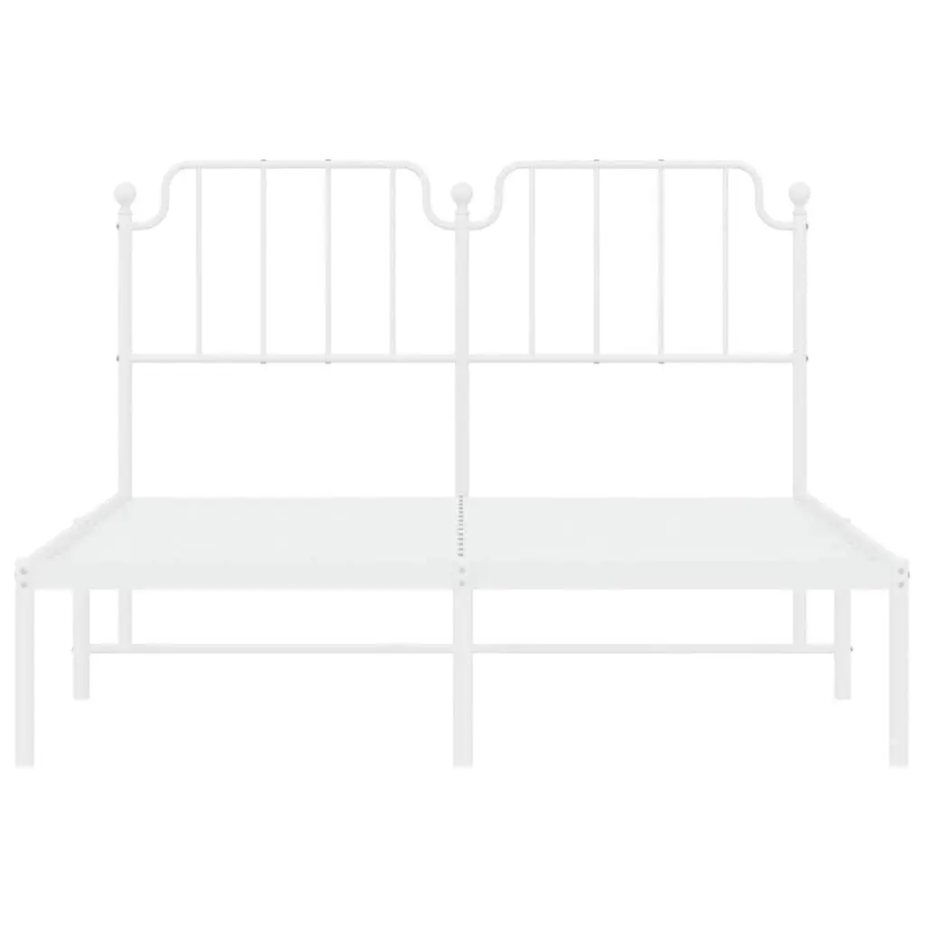 Metal Bed Frame with Headboard 150x200 cm Bedroom Furniture White
